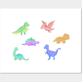 Cute dino pattern Posters and Art